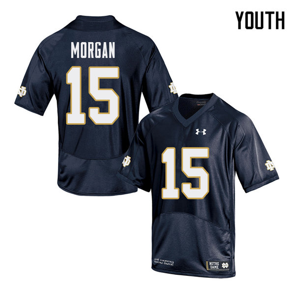 Youth #15 D.J. Morgan Notre Dame Fighting Irish College Football Jerseys Sale-Navy